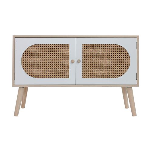 Buffet bas 2 portes en bois blanc et marron