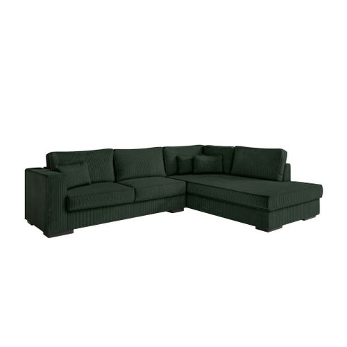 Canapé D'angle Belami 4 Places Xxl En Velours Côtelé - Angle Droit - Vert Foncé