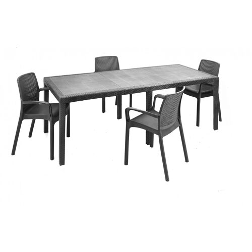 Ensemble Table Et Chaises Anthracite 150x90 Cm