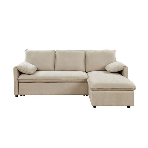 Canapé D'angle Réversible Martin Convertible En Tissu - Beige