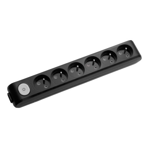 Multiprise X-TENDIA x6 Sans câble avec interrupteur on/off  Noire