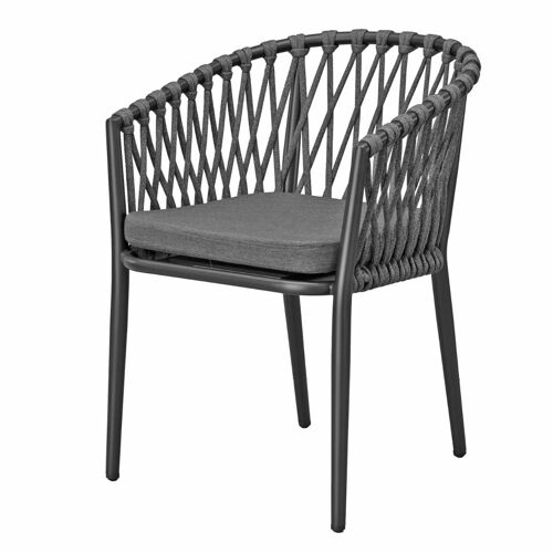 Fauteuil En Alu Anthracite Et Corde Gris Foncé