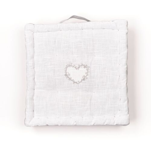 Coussin de sol avec broderies coton uni 40x40 cm