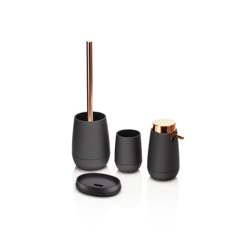 Set accessoires de salle de bain 4 pièces noir/cuivre abs/caoutchouc