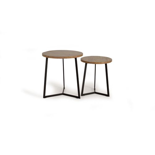 Lot De 2 Tables En Bois Manguier Et Métal Noir