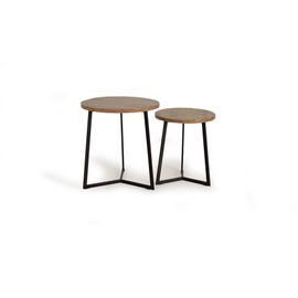 Lot De 2 Tables En Bois Manguier Et Métal Noir