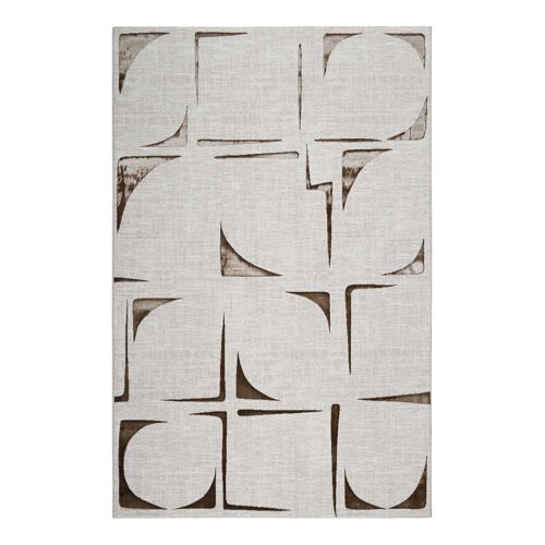Tapis Ras Beige Chiné Avec Motif Brun 120x170