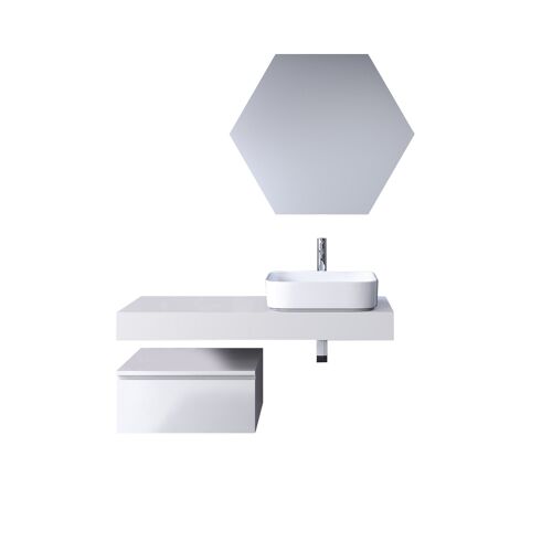 Meuble de salle de bain 4 pièces en mélamine blanche