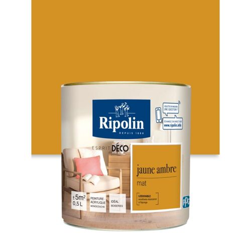 Peinture Murale RIPOLIN Toutes Pièces Esprit Déco mat jaune ambre 0,5L