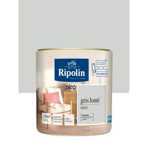 Ripolin - Peinture Murale Toutes Pièces - Satin - 0,5l - Gris Lomé