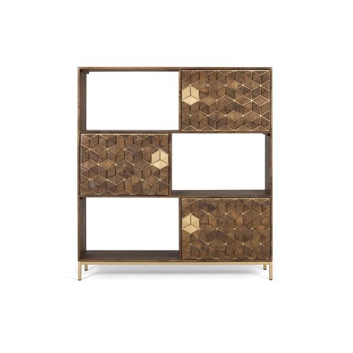 Bibliothèque En Bois Manguier Et Métal