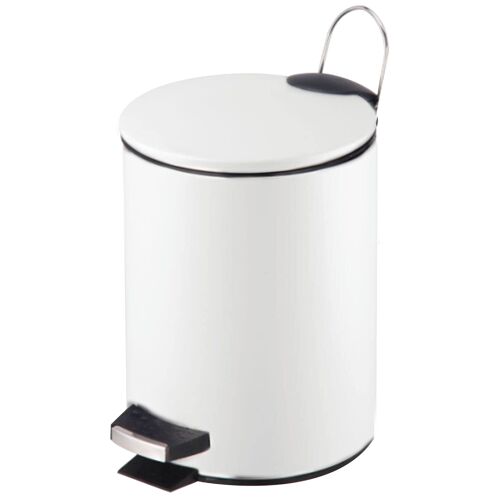 Poubelle salle de bain métal blanc ronde 12L