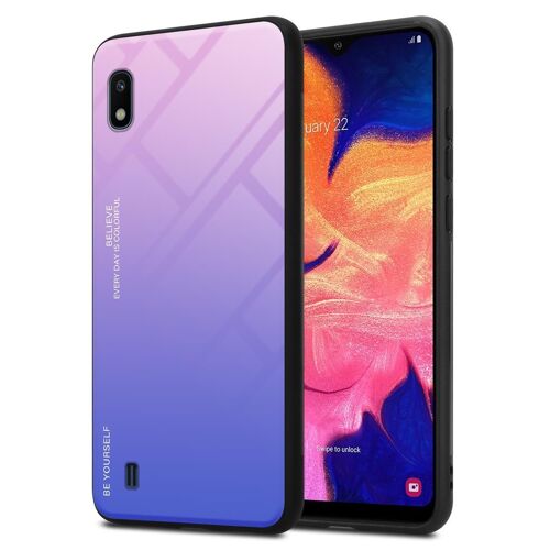 Cadorabo Housse compatible avec Samsung Galaxy A10 / M10 en ROSE - BLEU - Coque de protection bicolore en silicone TPU et dos en verre trempé