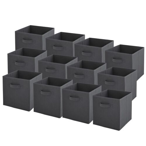 Lot de 12 bacs de rangement - gris anthracite - 31x31x31cm