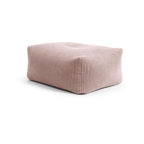 Pouf Repose Pied Carré Velours Grosse Cote Rose 55x65x35