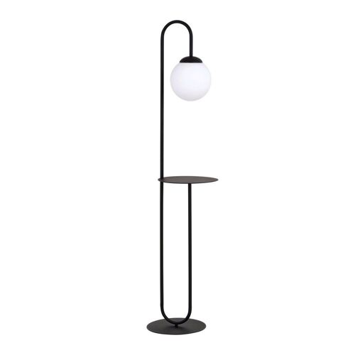 Lampadaire Avec Table Noire 30cm Et Sphère En Verre
