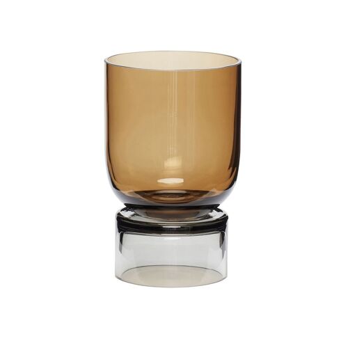 Vase en verre ambre et fumé (fait main) H18