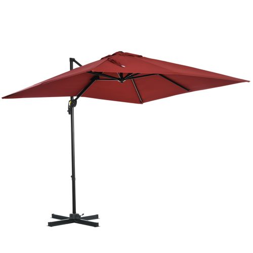 Parasol Déporté Carré Inclinable Dim. 2,45l X 2,45l X 2,45h M Rouge