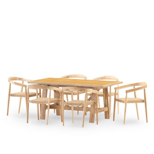 Set De Repas Jardin 6 Pl Table Céramique Moutarde 168x87