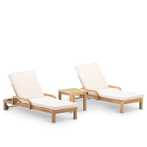 Set De 2 Chaises Longues Et Table Basse En Céramique Vert Clair 45x45