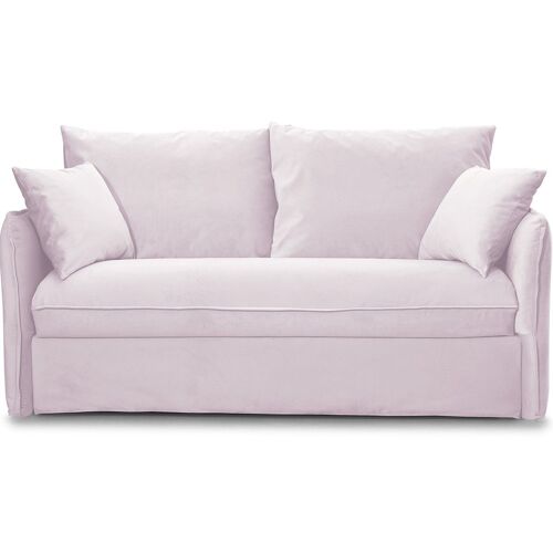 Canapé convertible express 3 places en velours rose pâle