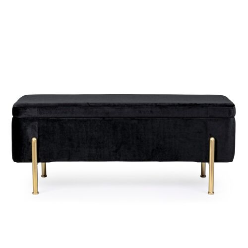 Banc coffre 2 places en velours et piétement or