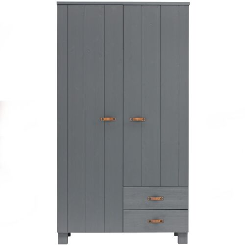 Armoire 2 portes en pin gris acier