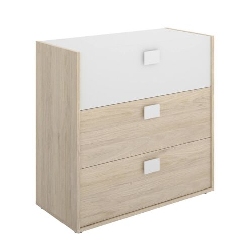 Commode effet bois beige, blanc 80x43 cm