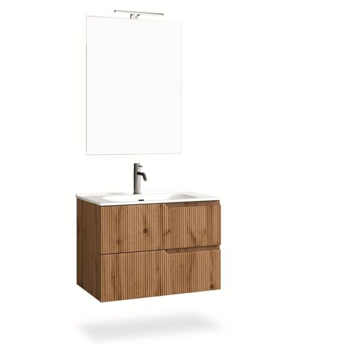 Meuble De Salle De Bain 4 Pièces En Mdf Chêne