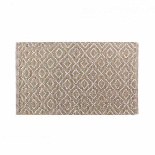 Tapis Rectangle Coton Et Polyester Tissé Beige 50x80cm