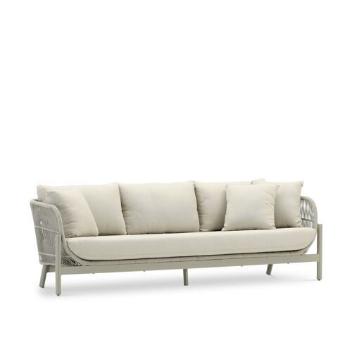 Canapé 3 Places Beige Aluminium Et Corde Beige