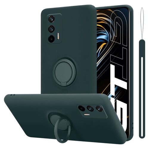 Cadorabo Housse compatible avec Realme GT / GT Neo 2T / Q3 PRO en LIQUID GREEN - Étui de protection en silicone TPU flexible avec anneau