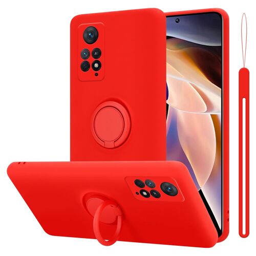 Cadorabo Housse compatible avec Xiaomi RedMi NOTE 11 PRO 4G / 5G en LIQUID RED - Étui de protection en silicone TPU flexible avec anneau