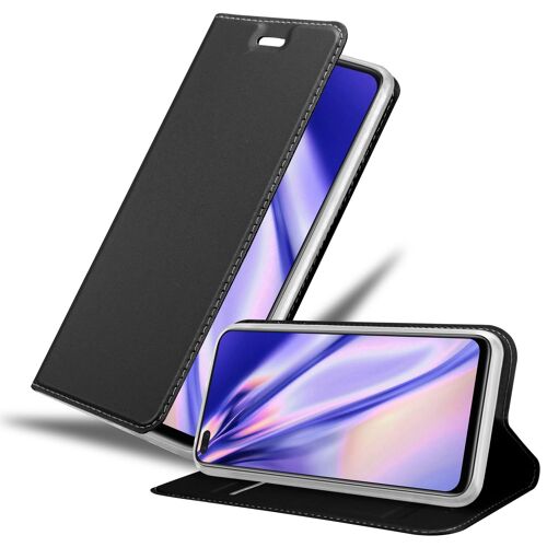 Coque pour Realme 6 PRO en CLASSY NOIR Housse de protection Étui avec fermeture magnétique, fonction de support et compartiment pour carte