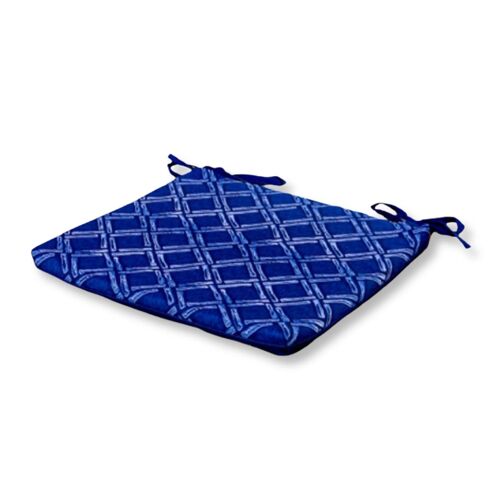 Lot De 4 Galettes De Chaise Motif Nautique Bleu 35x35 Cm