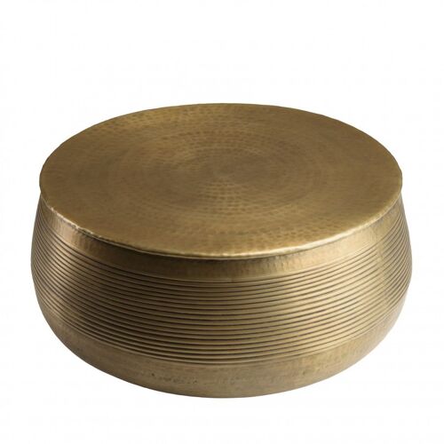 Table Basse Ronde Alu Couleur Laiton Foncé Pied Strié