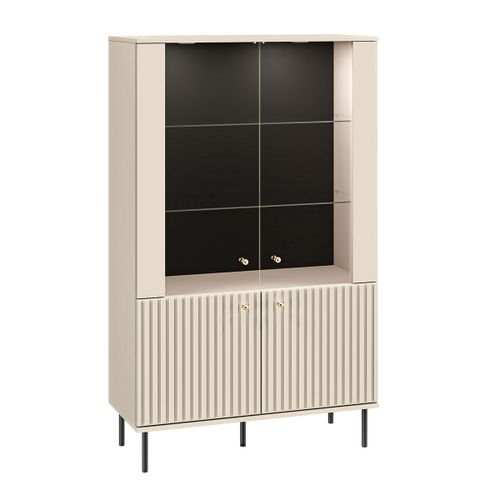 Vaisselier 4 Portes Led Mélaminé Beige