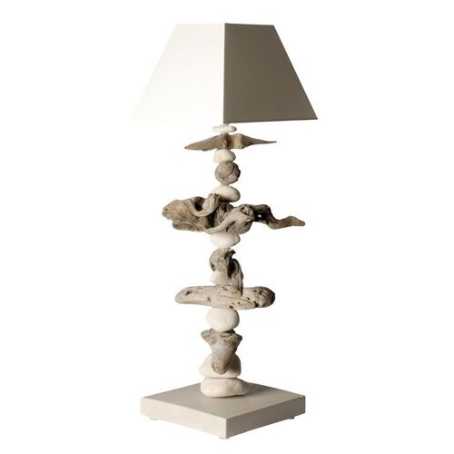 Lampe À Poser En Bois Blanc Cassé