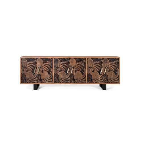 Buffet bois d'acacia naturel et noir plus métal