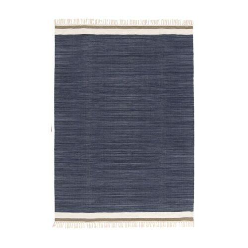 Tapis En Laine Et Coton Bleu