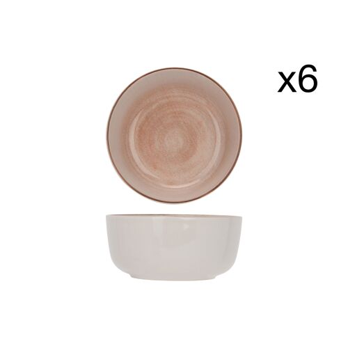Lot De 6 Bols En Faïence, Rose D14,5 Cm