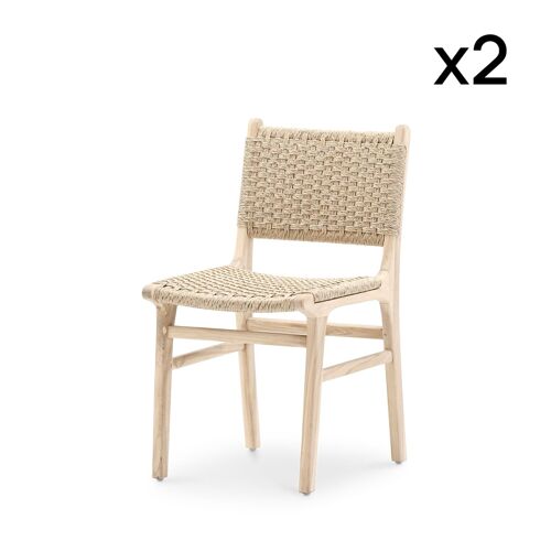 Pack 2 Chaises De Jardin En Teck Et Rotin Synthétique