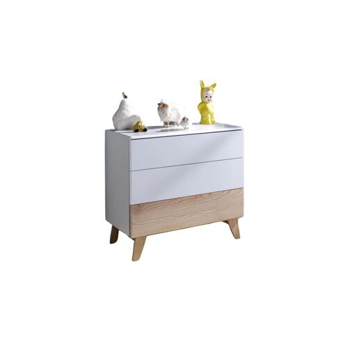 Commode 3 tiroirs Blanc et Pin