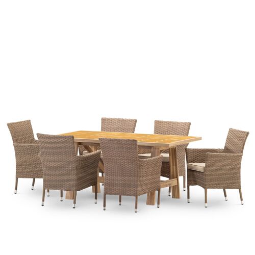 Set De Repas Jardin 6 Pl Table Céramique Moutarde 168x87