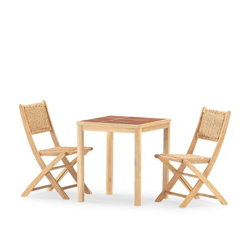 Set De Repas 2 Places En Céramique Terre Cuite 65x65