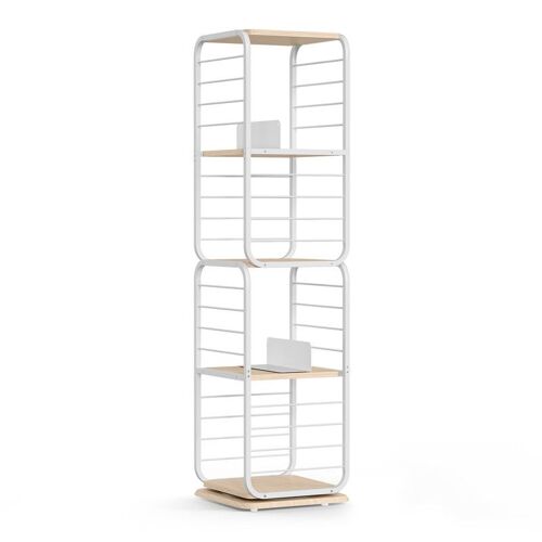 Bibliothèques Tournante Avec Serre-Livres Beige Naturel Et Blanc Nuage