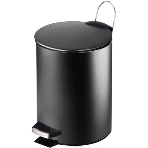 Poubelle salle de bain métal noir ronde 3L