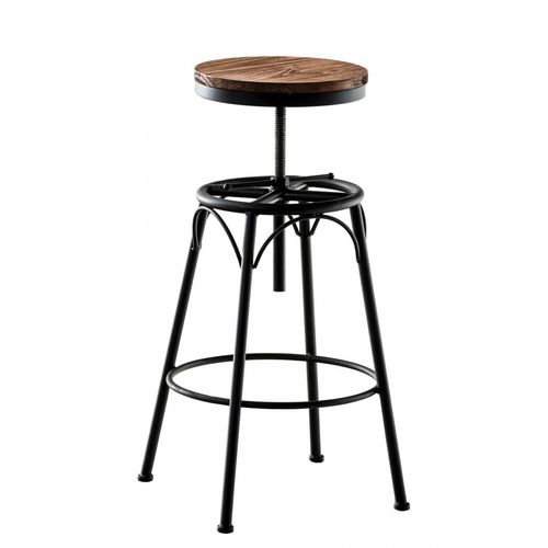 Tabouret De Bar Industriel Réglable En Métal Noir