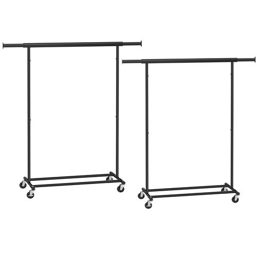 2 Portants à vêtements avec roulettes acier noir
