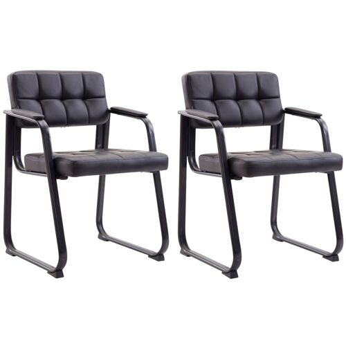 Lot de 2 chaise salle à manger avec accoudoirs en similicuir Noir